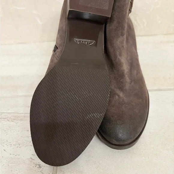 Clarks Chocolate Suede Ankle Booties - Picture 2 of 5